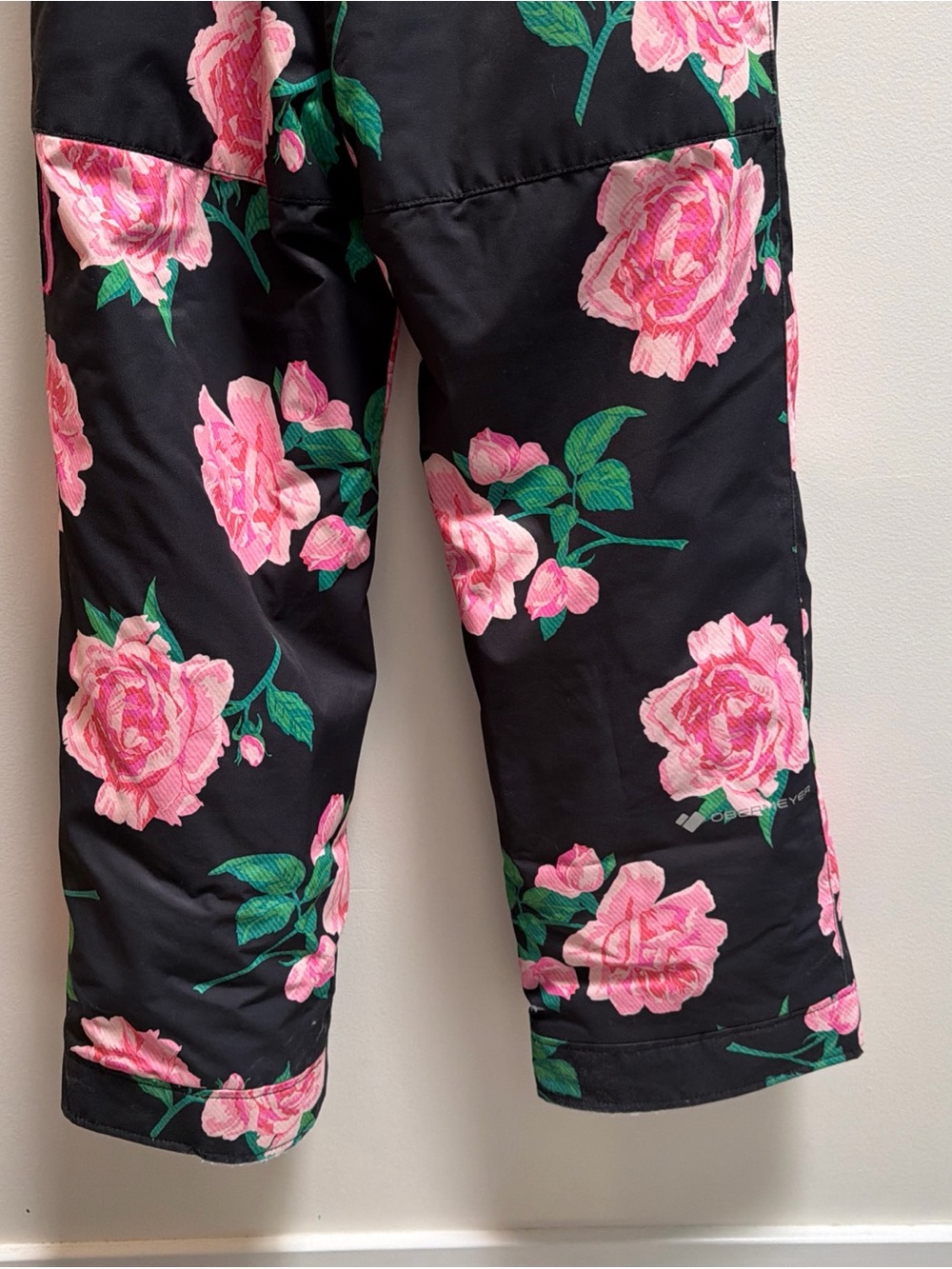 Obermeyer Girls Size 8 pink floral snowverals, snow bibs - Picture 6 of 16